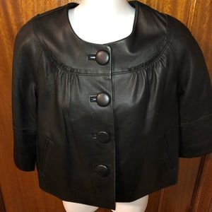 Context Black Leather Swing Jacket 3/4 Sleeve